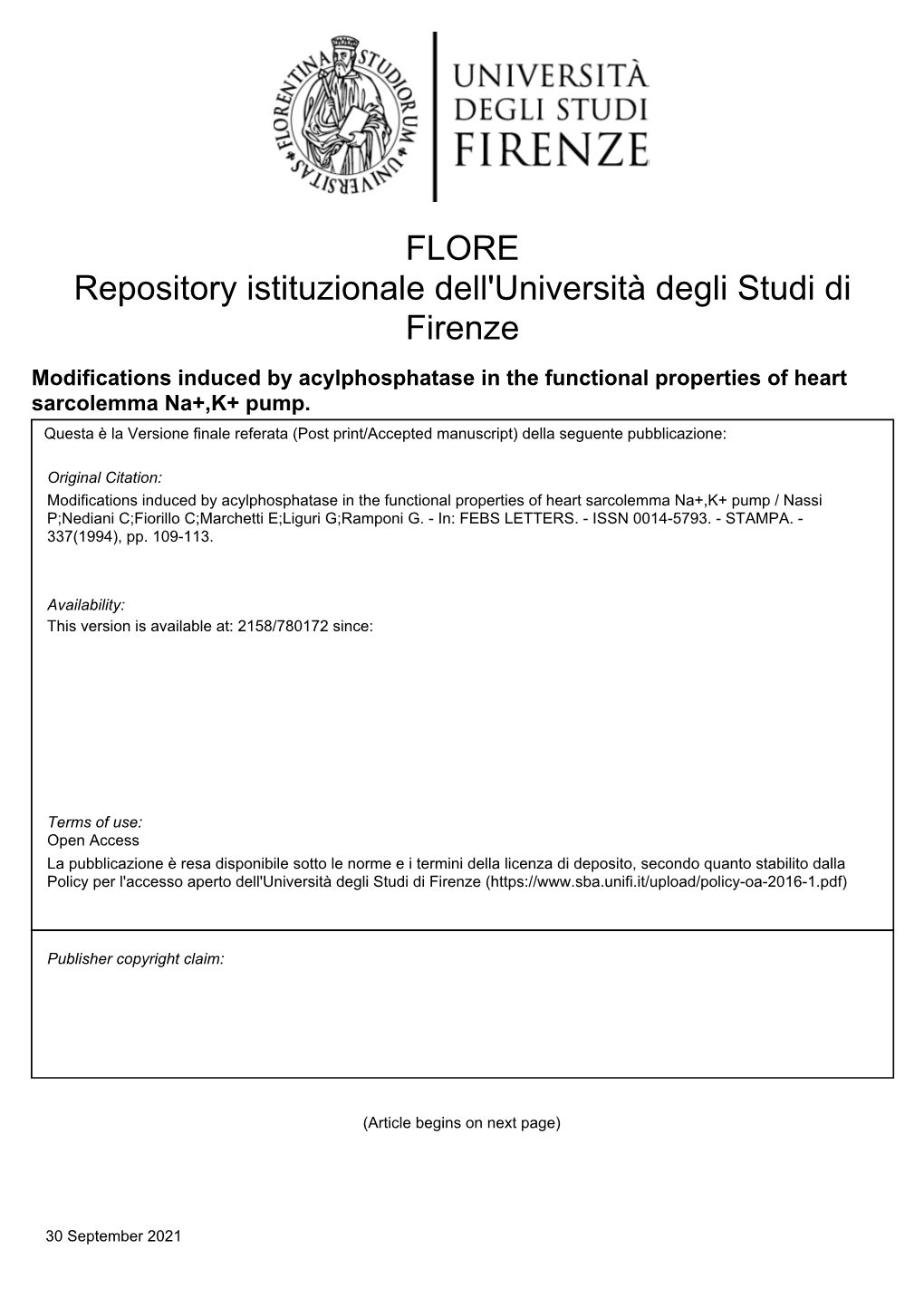 Modifications Induced by Acylphosphatase in the Functional Properties of Heart Sarcolemma Na+,K+ Pump