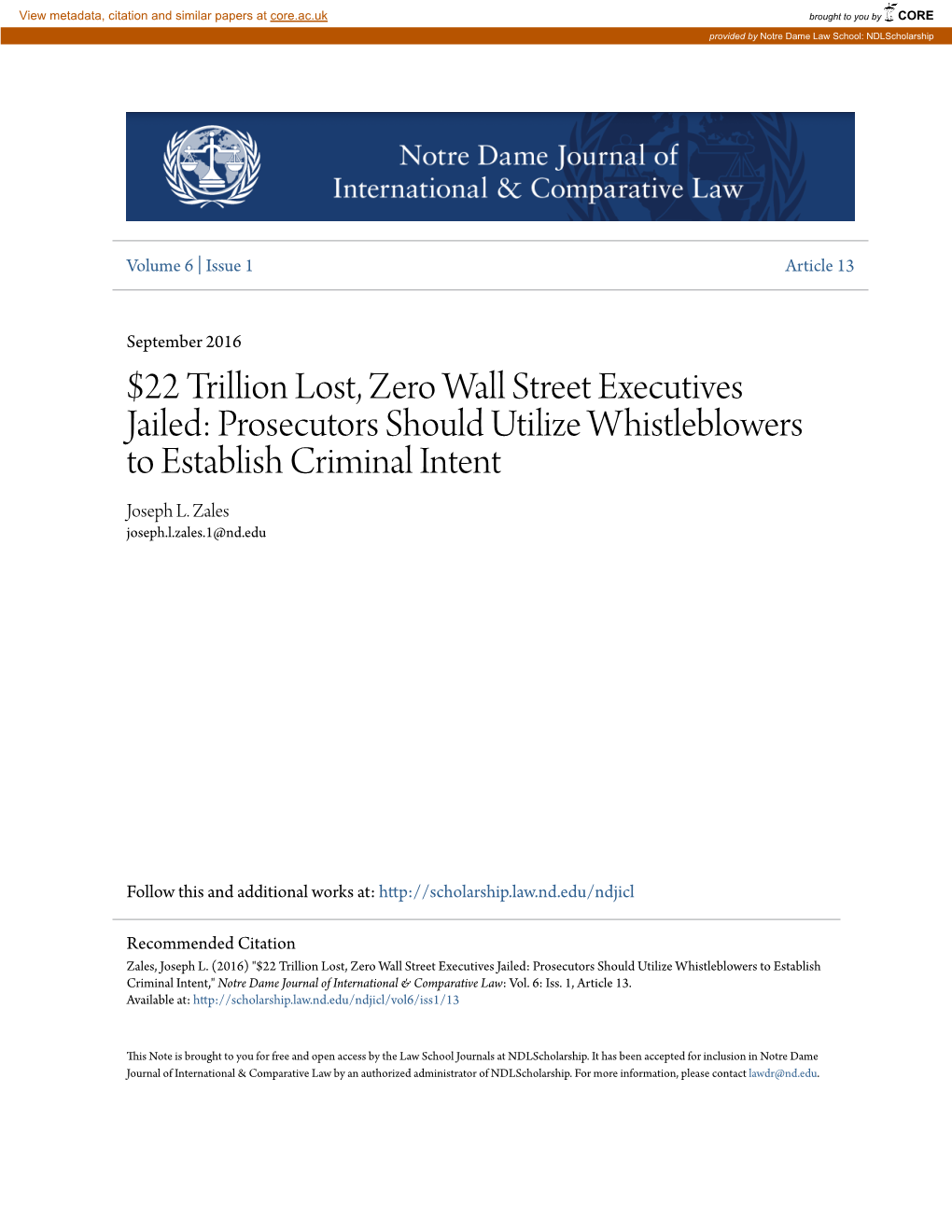 Prosecutors Should Utilize Whistleblowers to Establish Criminal Intent Joseph L