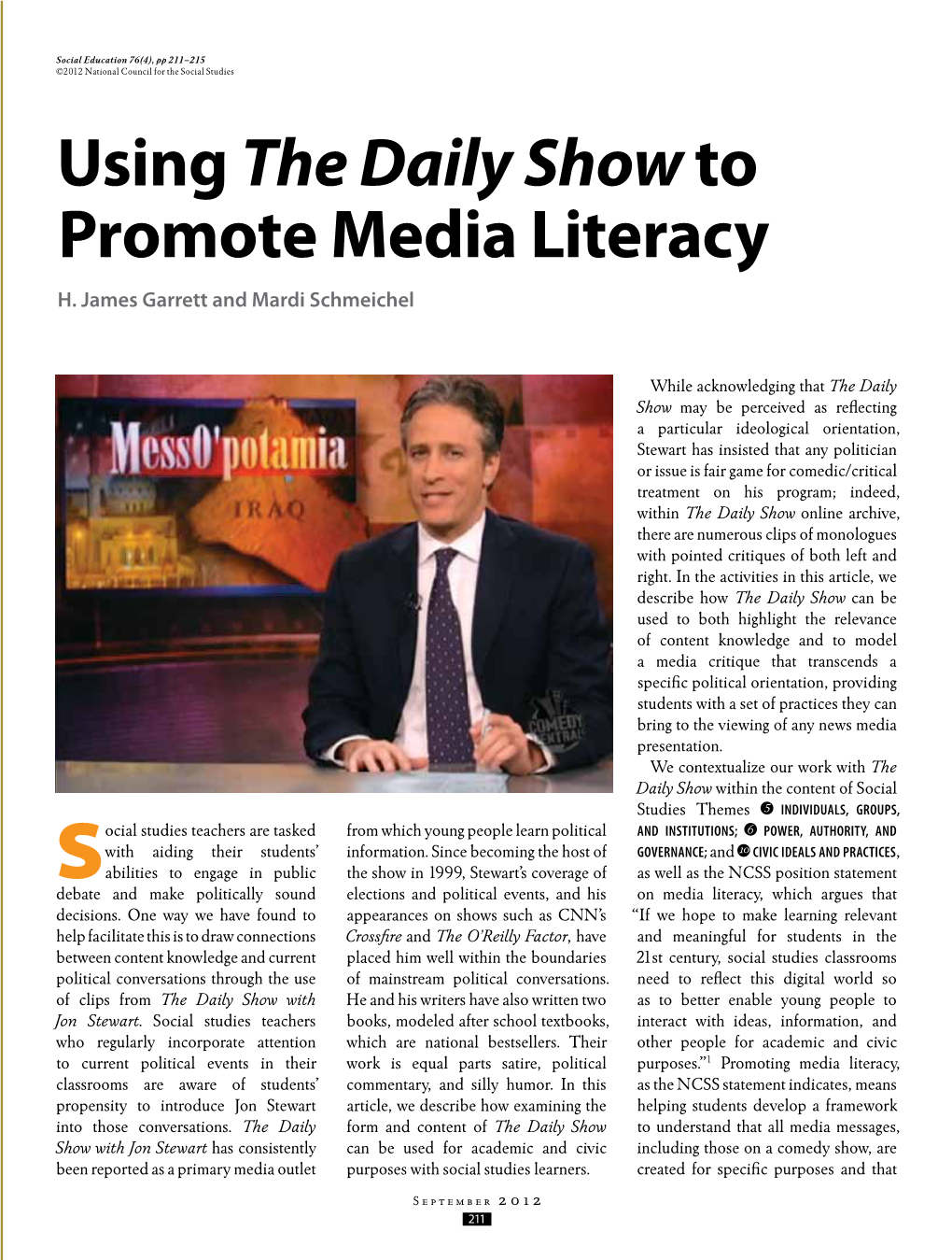 Using the Daily Show to Promote Media Literacy H