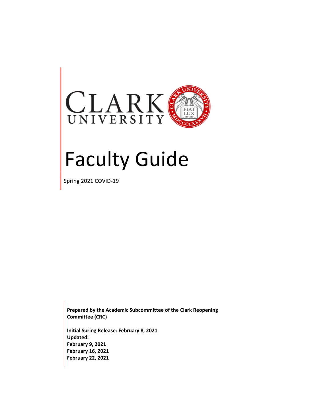 Clark University Faculty COVID Guide Spring 2021