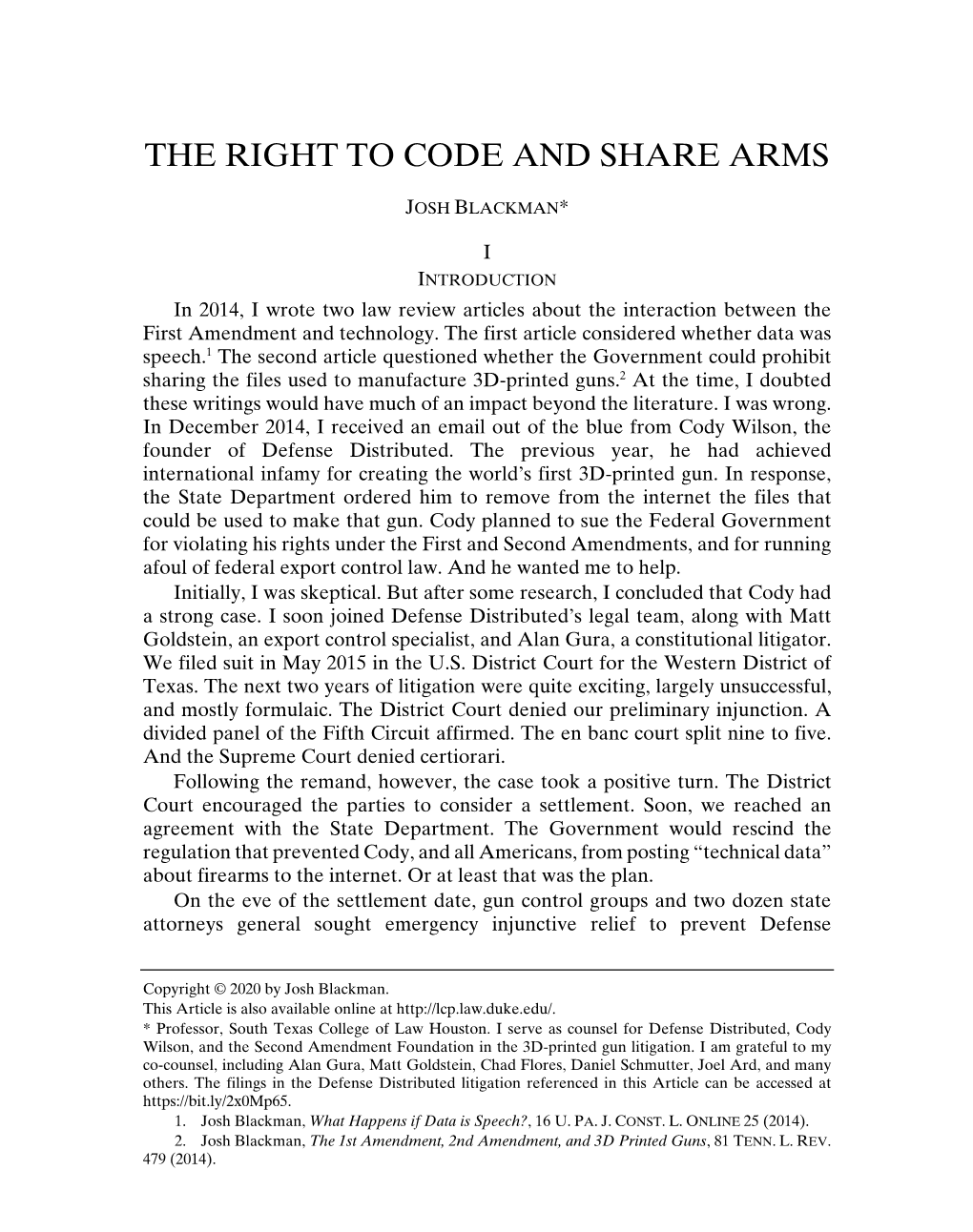The Right to Code and Share Arms