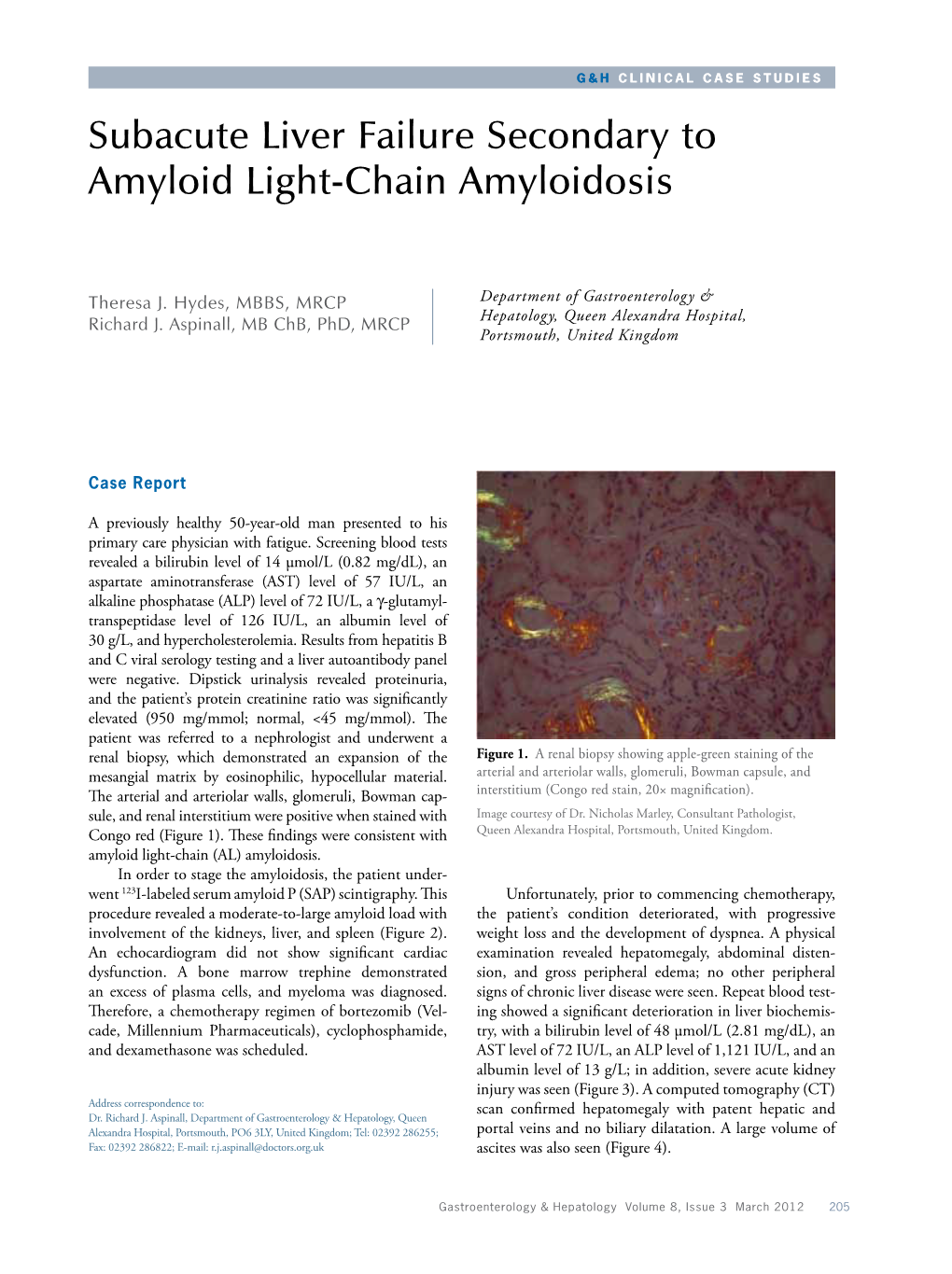 Subacute Liver Failure Secondary to Amyloid Light-Chain Amyloidosis