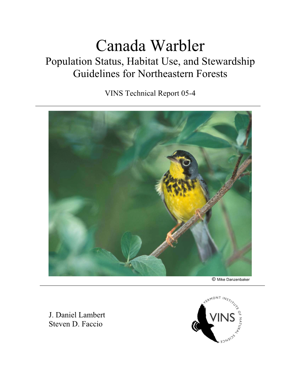 Canada Warbler Population Status, Habitat Use, and Stewardship Guidelines for Northeastern Forests