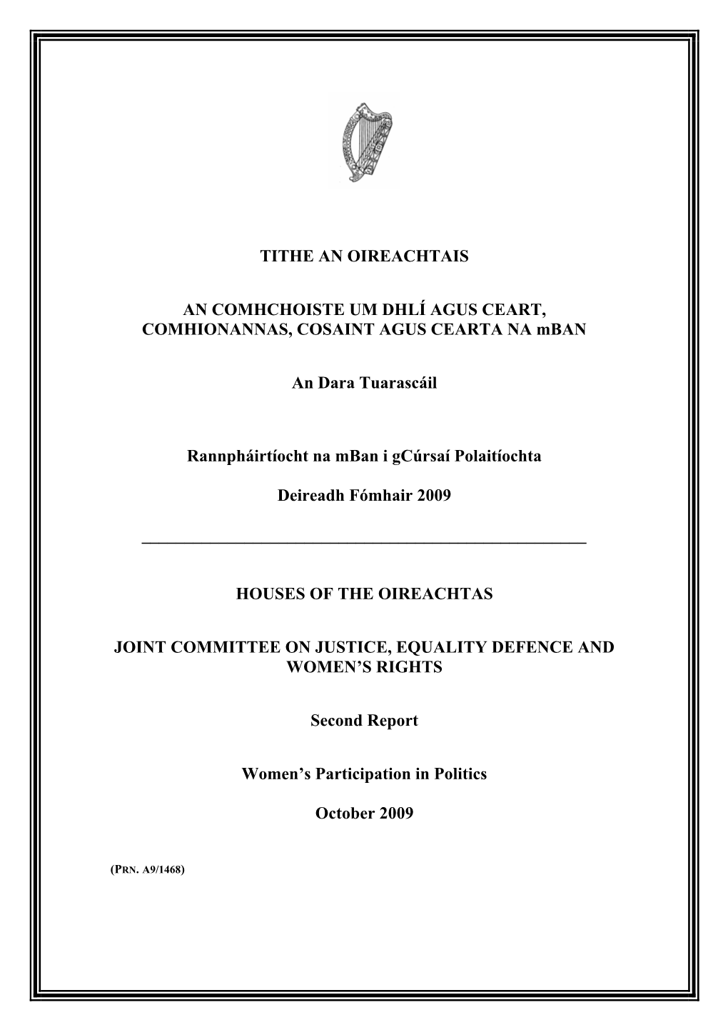 Women's Participation in Politics, the Joint Oireachtas Committee On