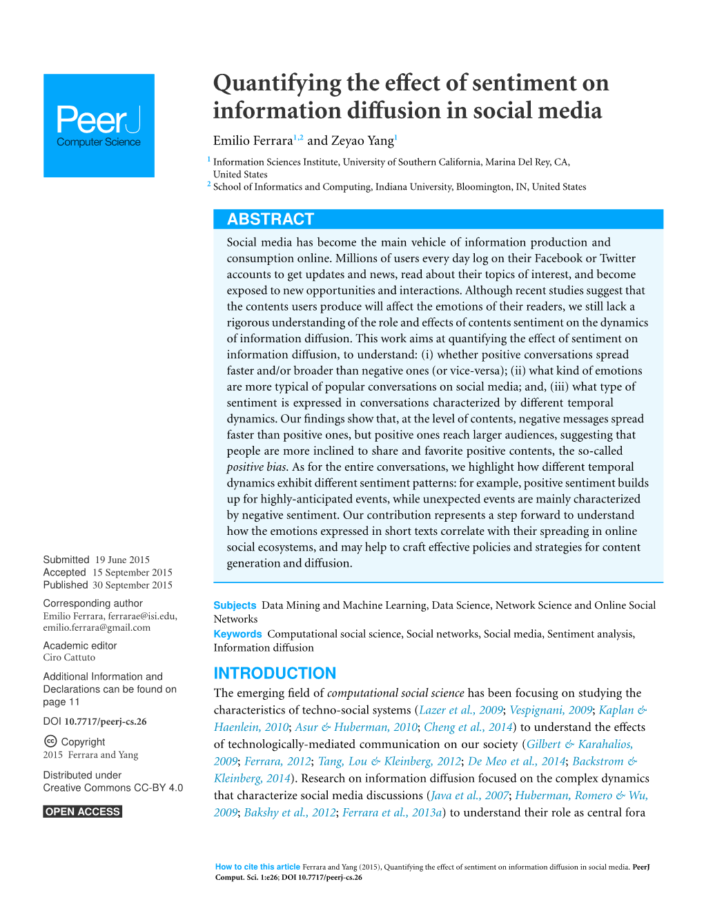 Quantifying the Effect of Sentiment on Information Diffusion In