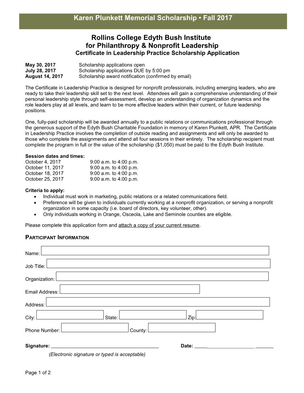 Scholarship Request Form