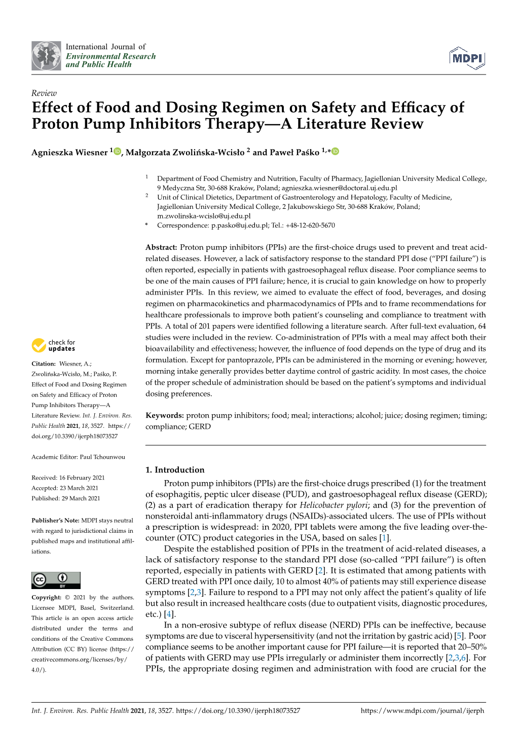 Effect of Food and Dosing Regimen on Safety and Efficacy of Proton