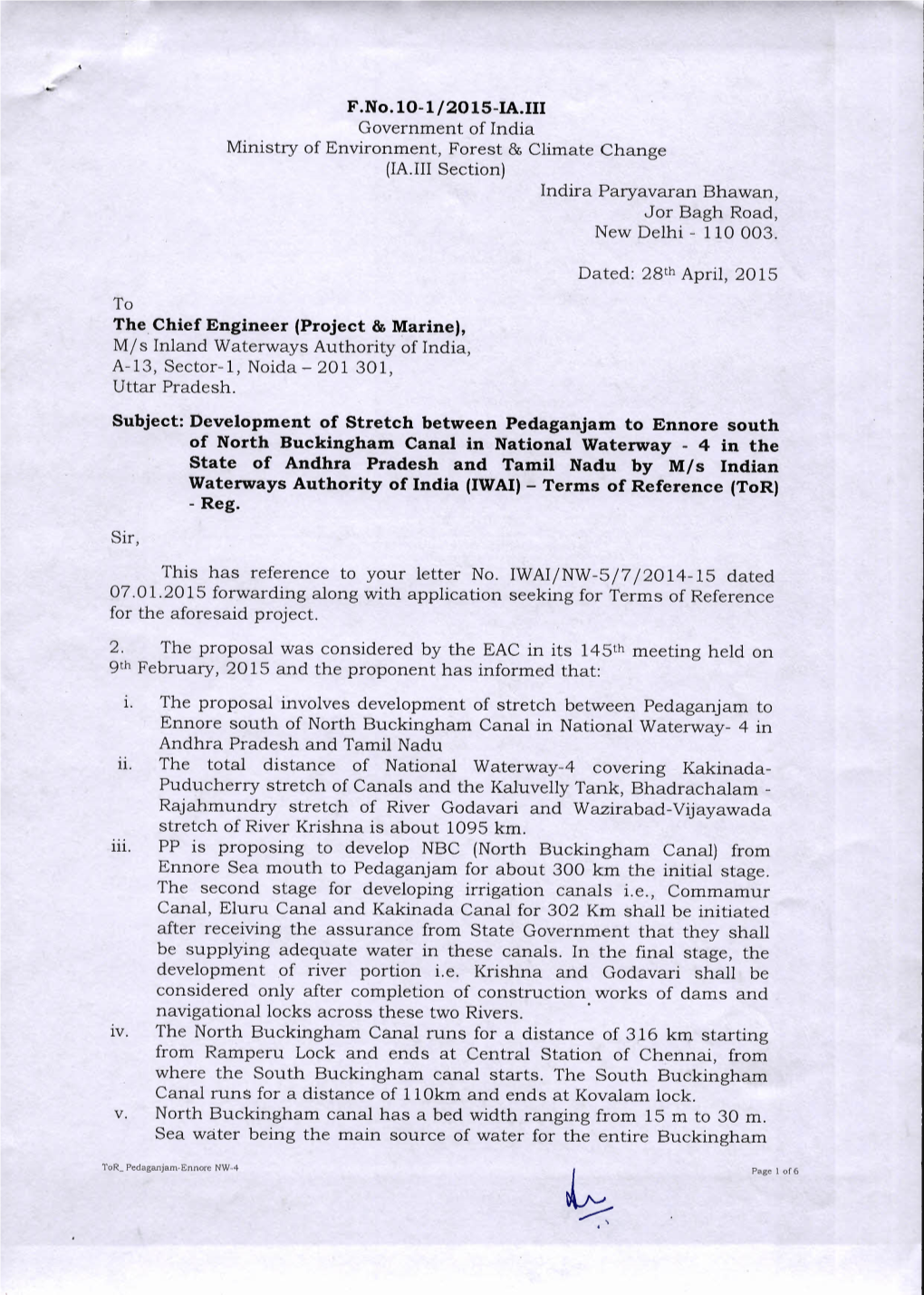 F.No.Lo-1/2015-IA.III Government of India Ministry Ofenvironment, Forest