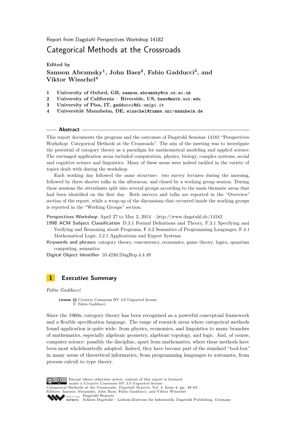 Categorical Methods at the Crossroads