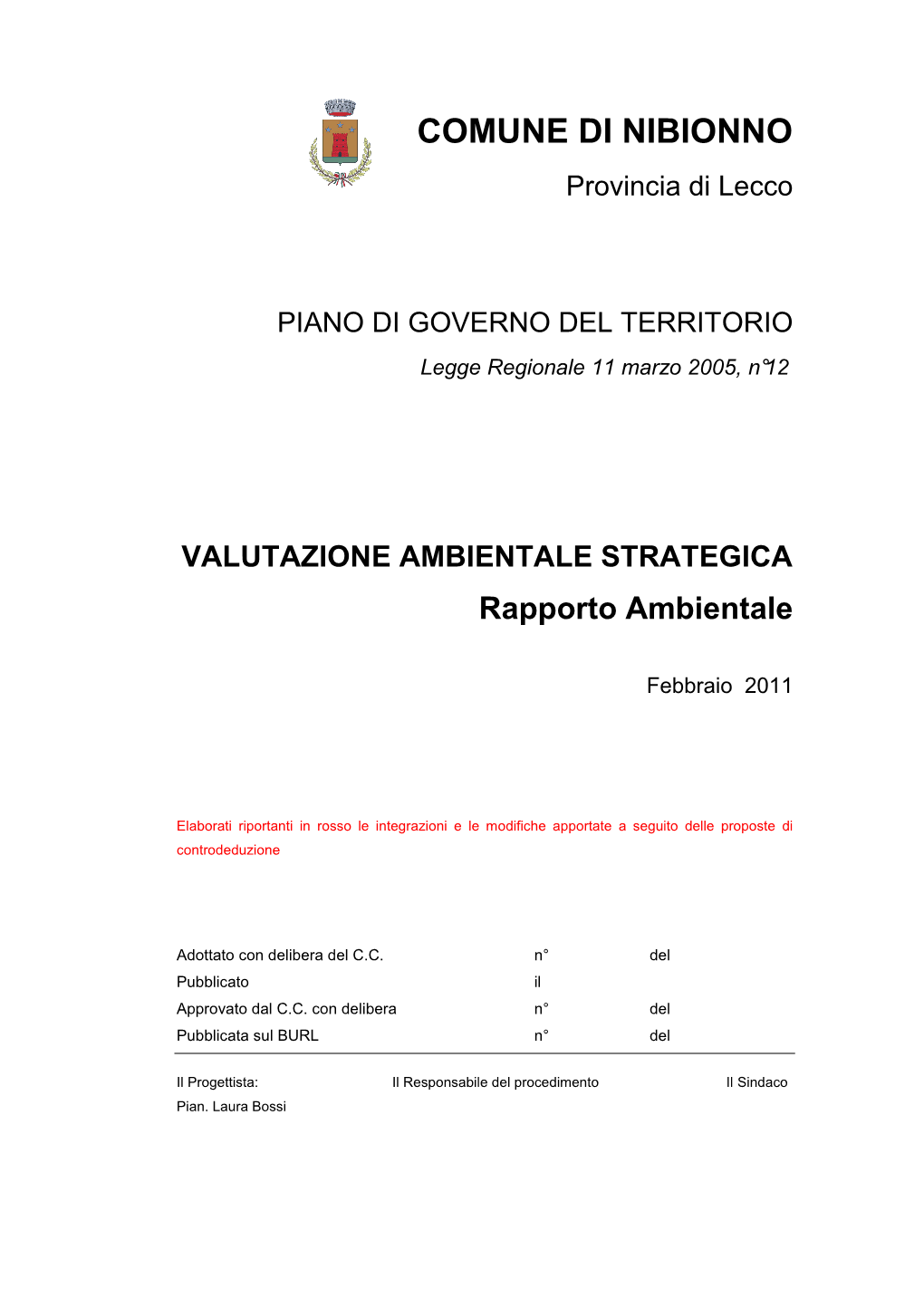 COMUNE DI NIBIONNO Provincia Di Lecco