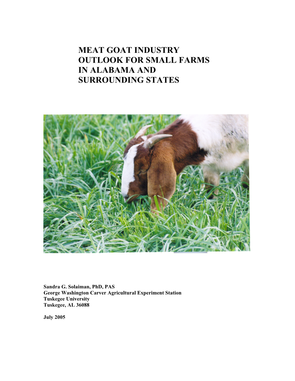 Meat Goat Industry Outlook for Small Farms in Alabama and Surrounding States