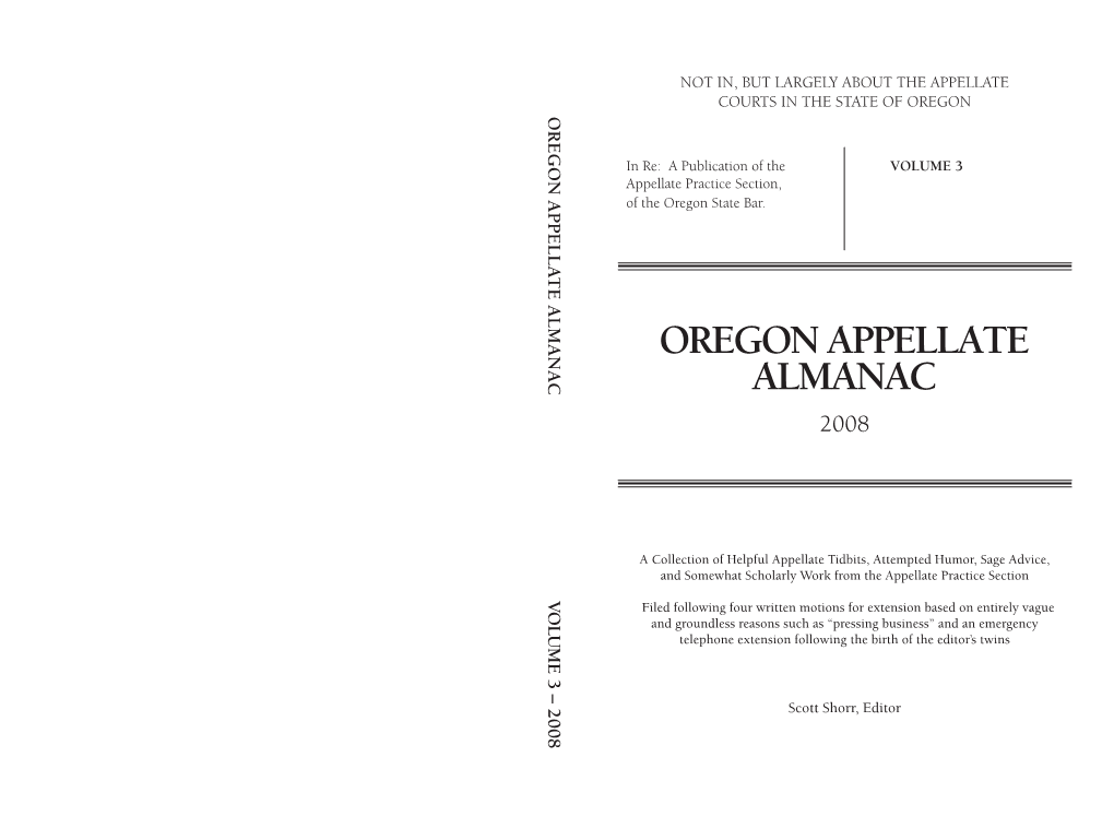 OREGON APPELLATE ALMANAC VOLUME 3 – 2008 Oregon Appellate Almanac