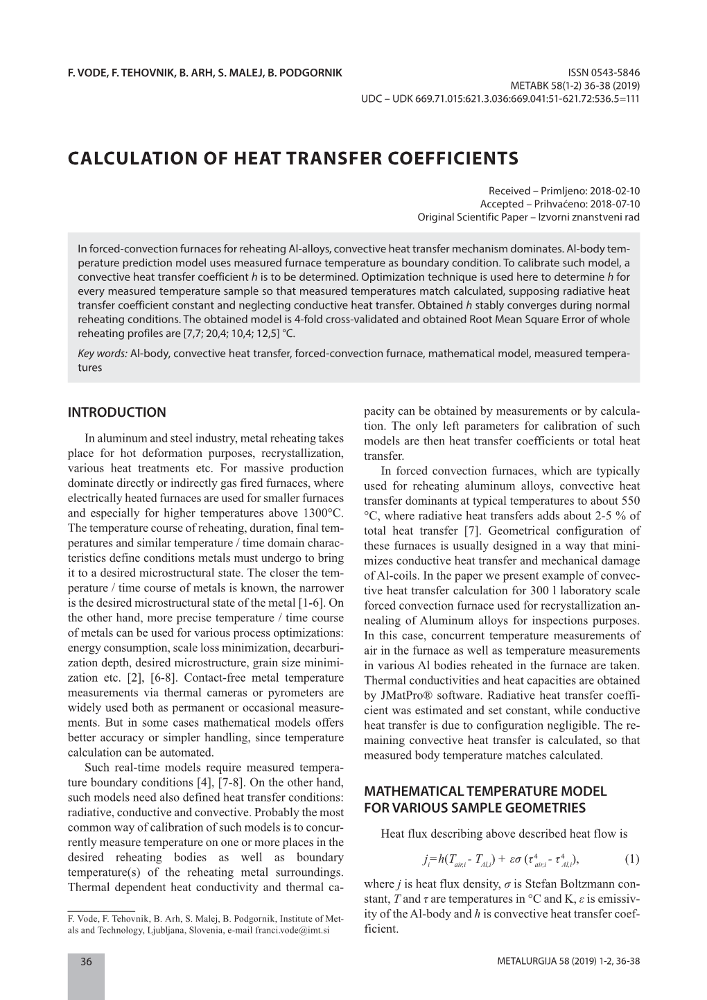 Calculation of Heat Transfer Coefficients