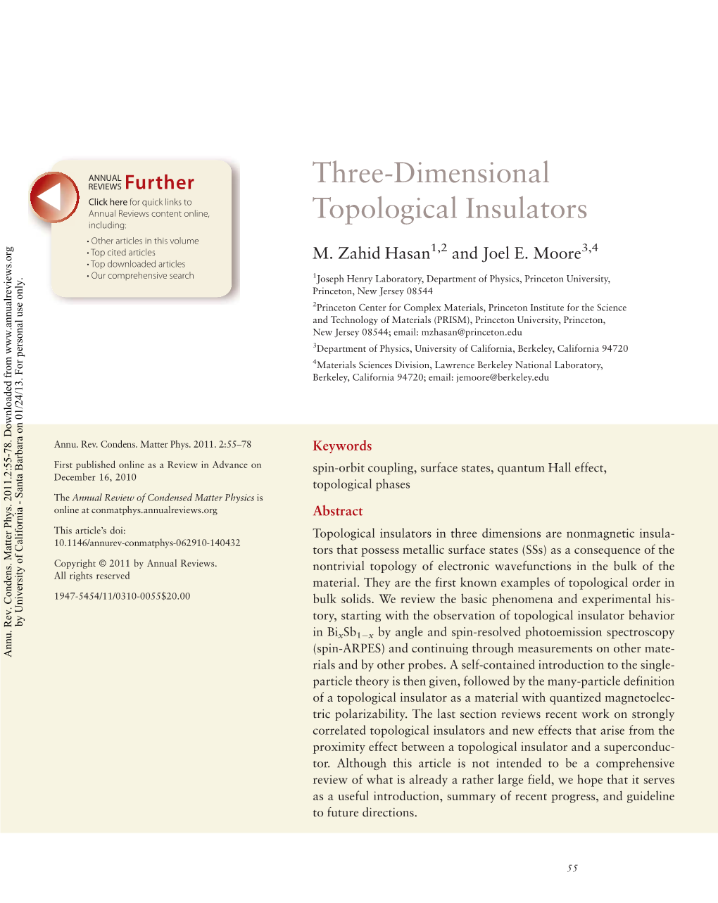 Three-Dimensional Topological Insulators