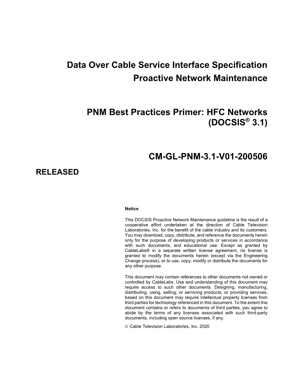PNM Best Practices Primer: HFC Networks (DOCSIS 3.1)