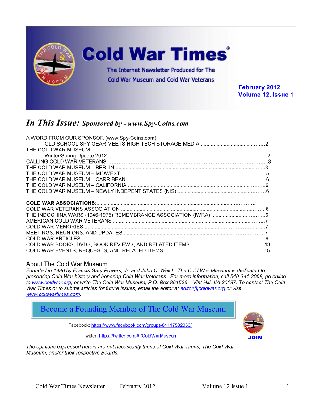 Become a Founding Member of the Cold War Museum