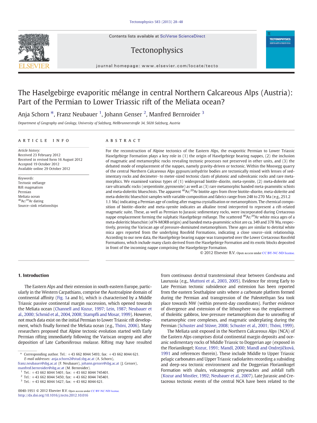 The Haselgebirge Evaporitic Mélange in Central Northern Calcareous Alps (Austria): Part of the Permian to Lower Triassic Rift of the Meliata Ocean?