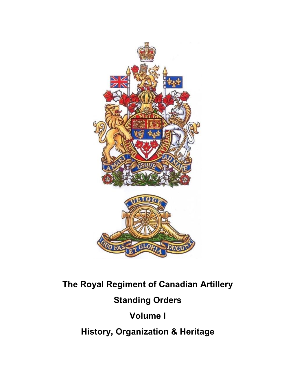 Standing Orders for the Royal Regiment of Canadian Artillery