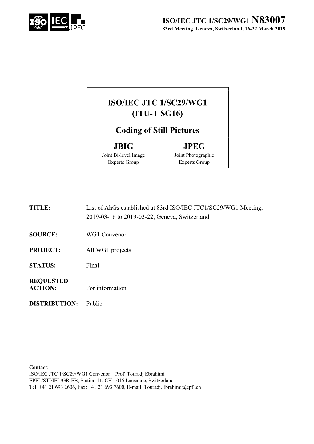 Wg1n83007-CONV-List of Ahgs Established at 83Rd JPEG Meeting
