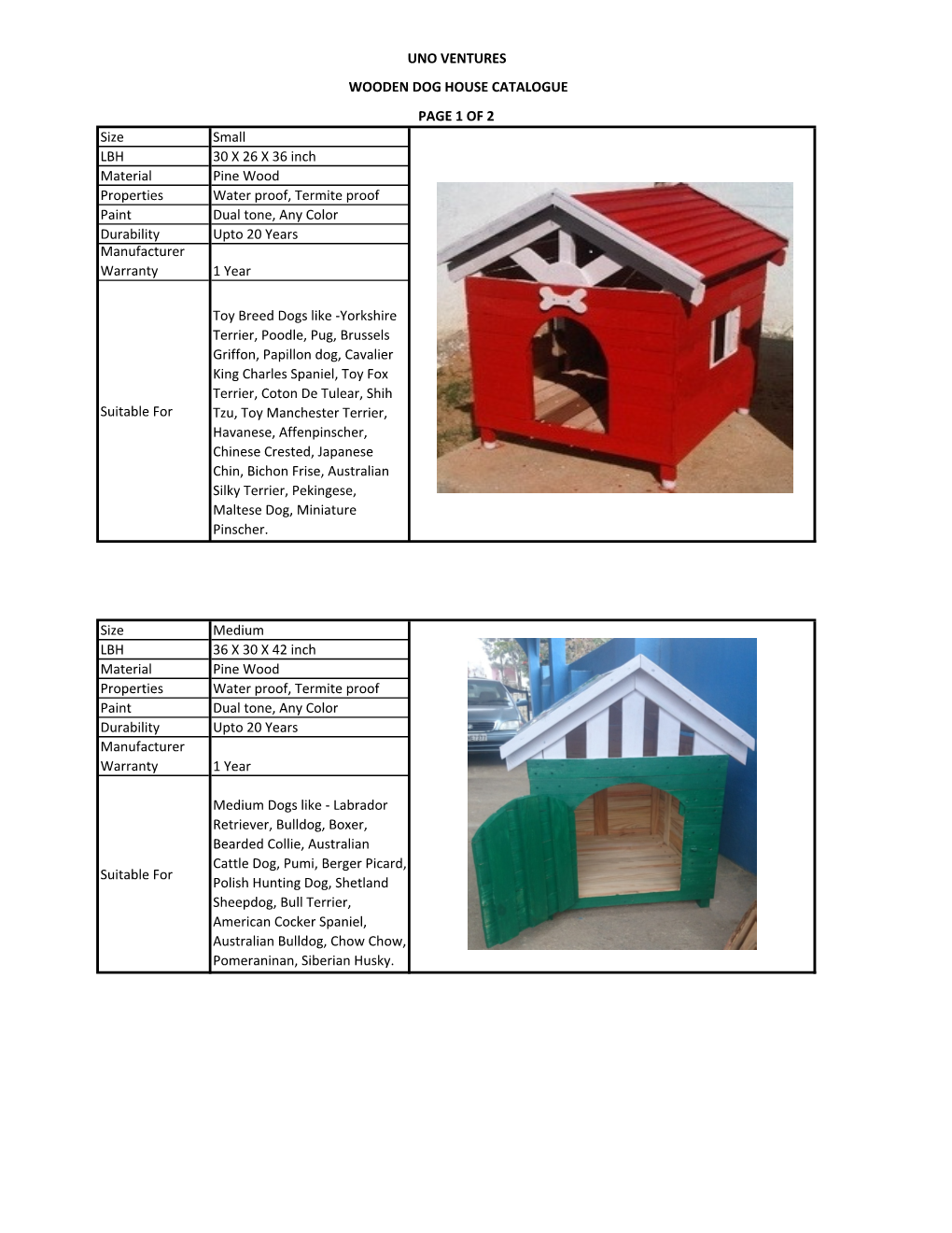 Dog House Catalogue.Xlsx