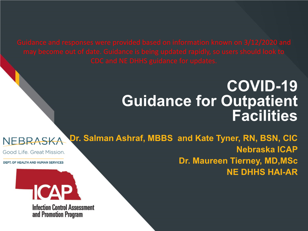 COVID-19 Guidance for Outpatient Facilities