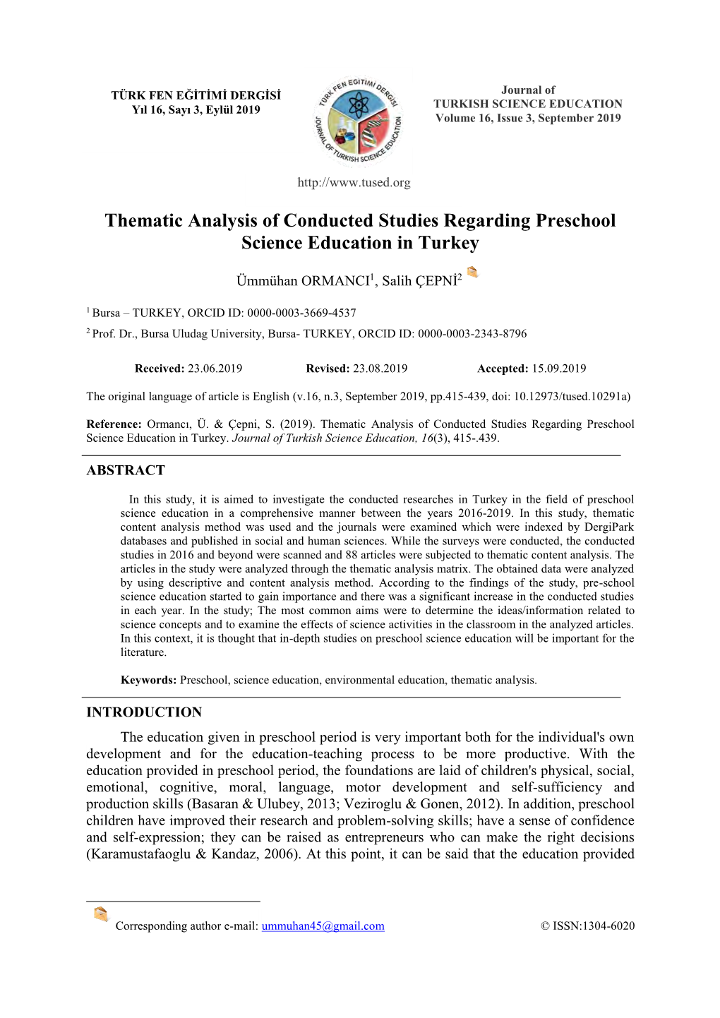 (2019). Thematic Analysis of Conducted Studies… 415