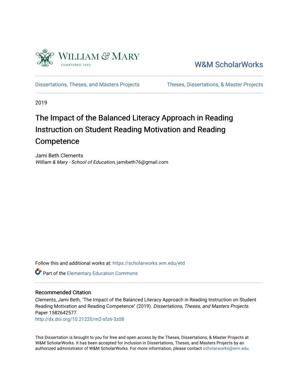 The Impact of the Balanced Literacy Approach in Reading Instruction on Student Reading Motivation and Reading Competence