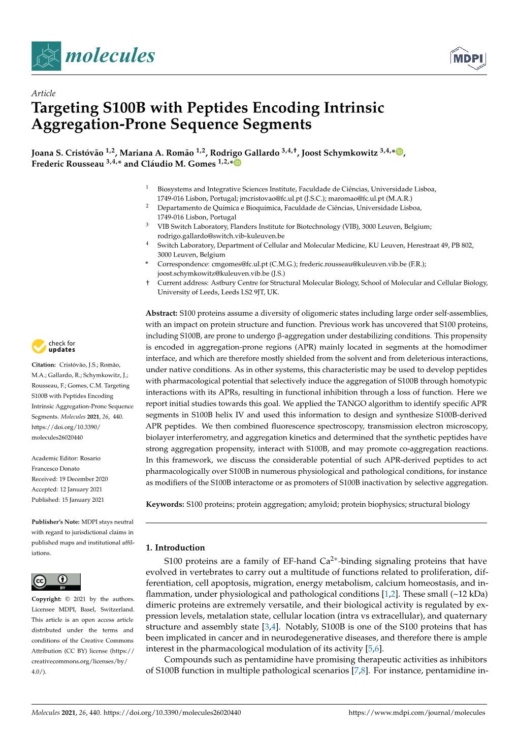 Targeting S100B with Peptides Encoding Intrinsic Aggregation-Prone Sequence Segments