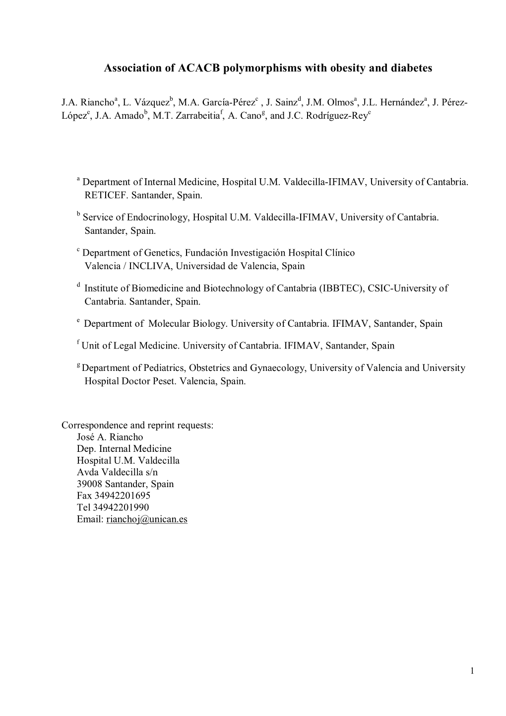 Association of ACACB Gene Polymorphisms with Obesity And