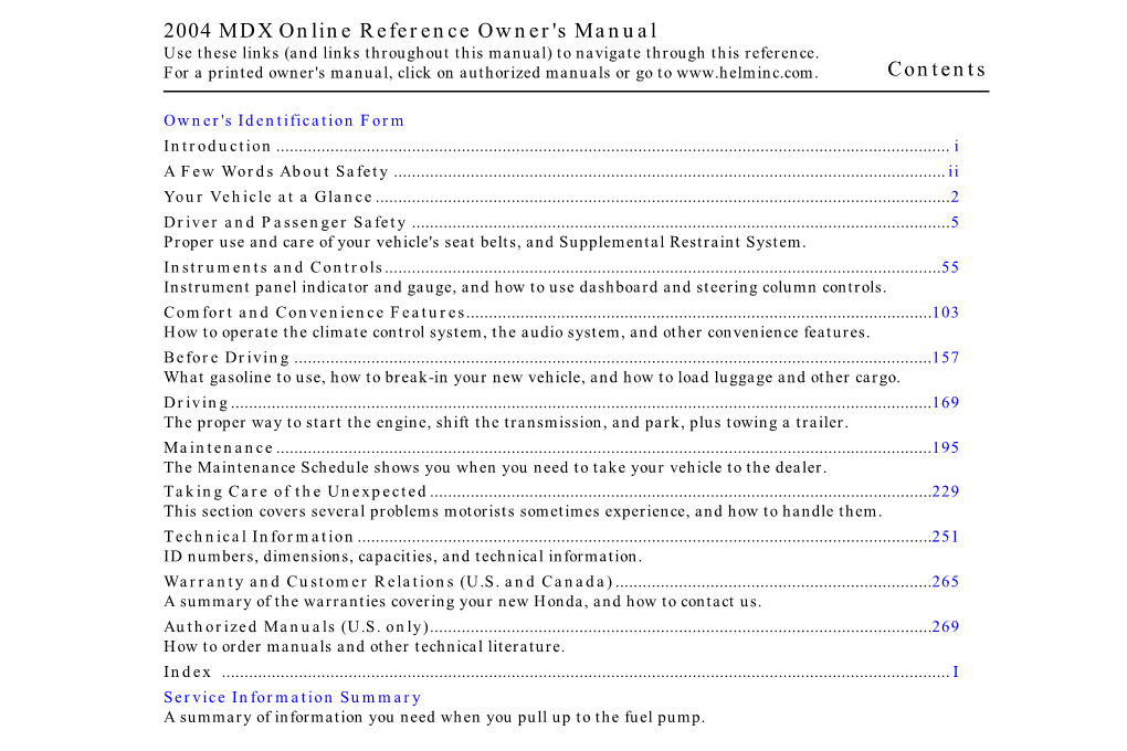 2004 Acura MDX Owner's Manual