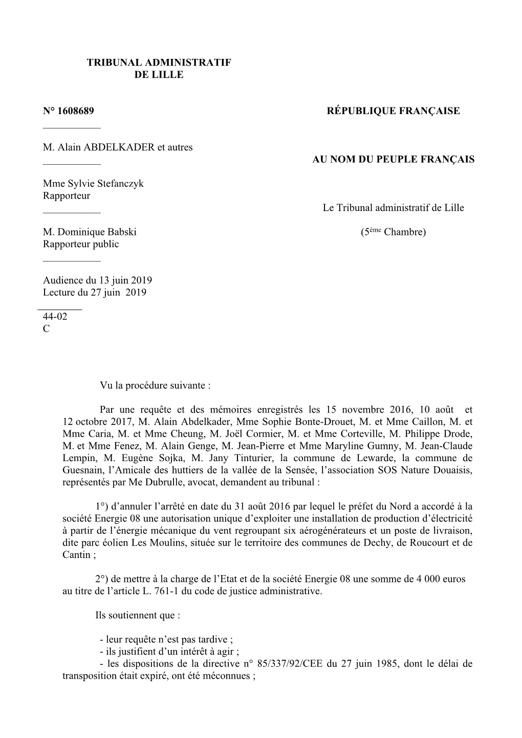 Tribunal Administratif De Lille