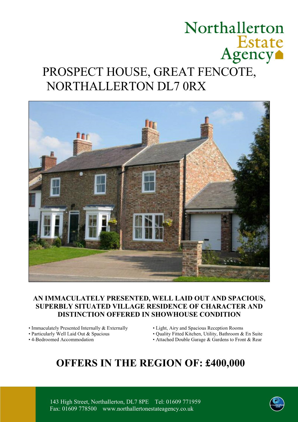 Prospect House, Great Fencote, Northallerton Dl7 0Rx