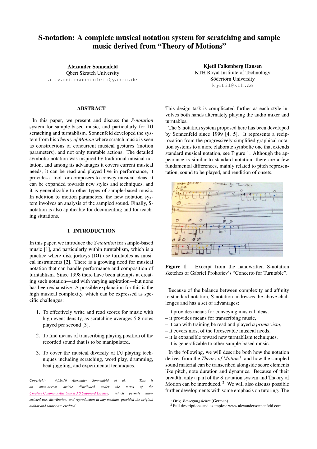 S-Notation: a Complete Musical Notation System for Scratching and Sample Music Derived from “Theory of Motions”