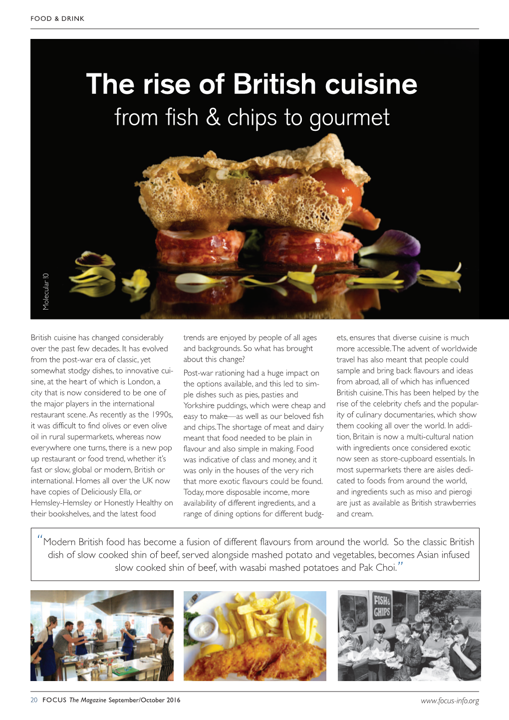 The Rise of British Cuisine from ﬁsh & Chips to Gourmet 0 !