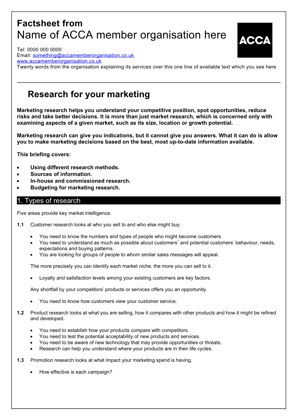 Research for Your Marketing