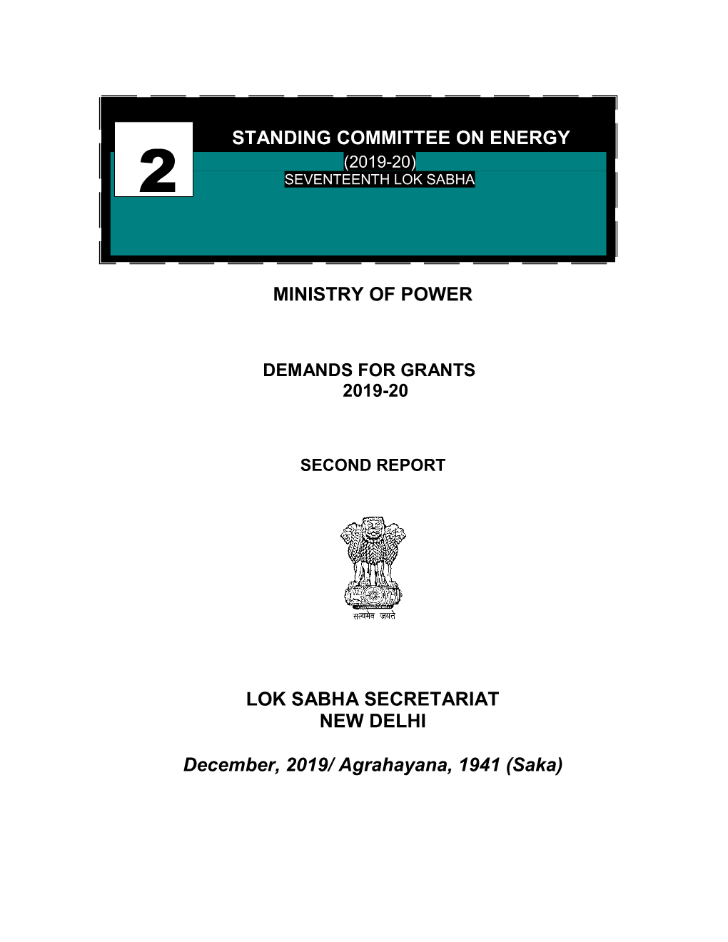 Standing Committee on Energy (2019- 20) 2 Seventeenth Lok Sabha
