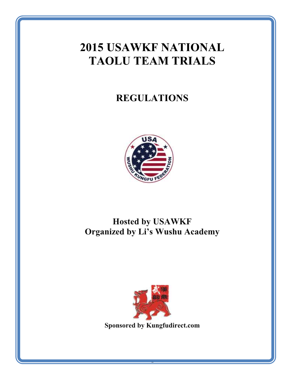 2015 Usawkf National Taolu Team Trials