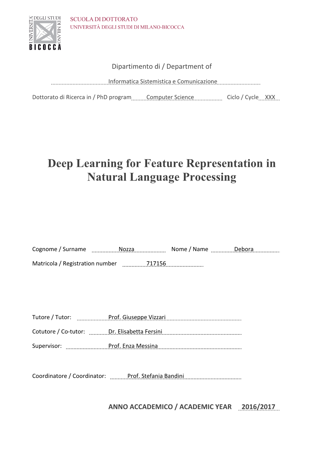 Deep Learning for Feature Representation in Natural Language Processing