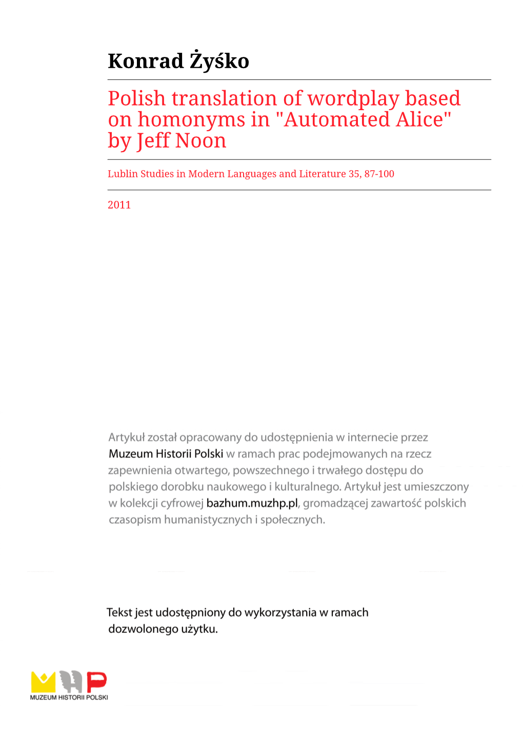 "Automated Alice" by Jeff Noon