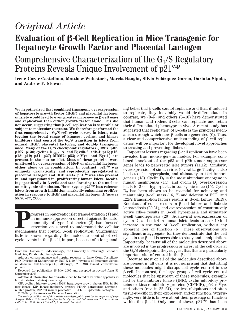 Cell Replication in Mice Transgenic for Hepatocyte Growth Factor and Placental Lactogen