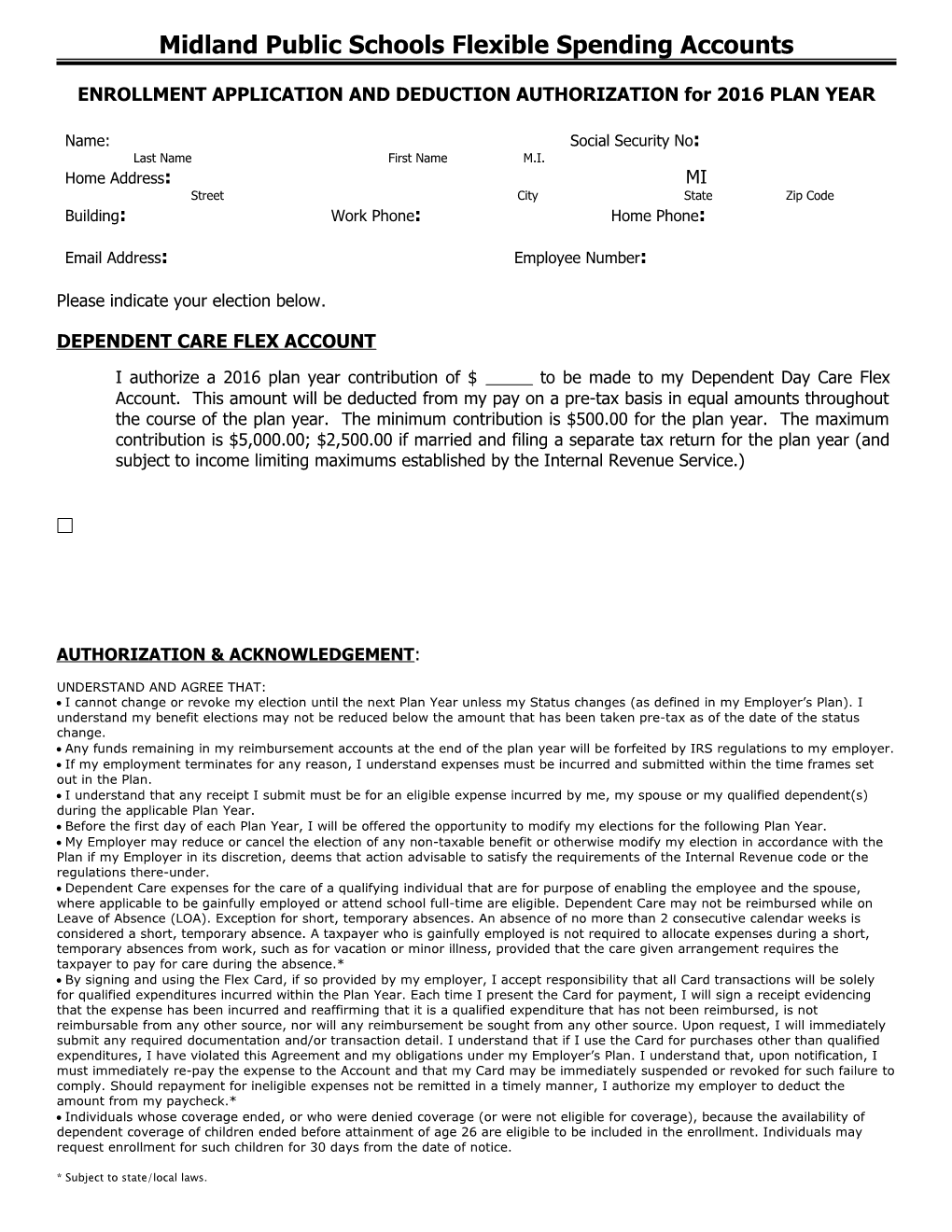Midland Public Schools Flexible Spending Accounts