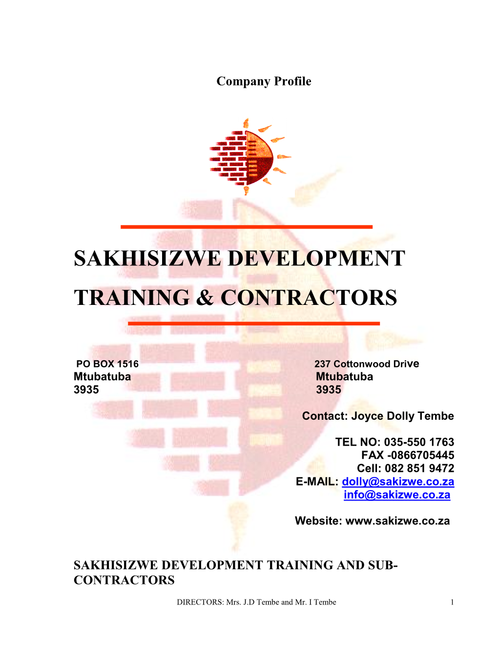 Sakhisizwe Development Training & Contractors