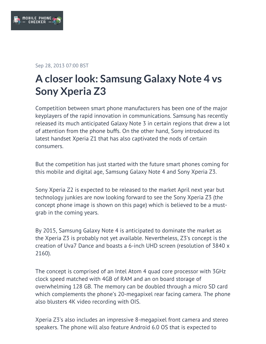 Samsung Galaxy Note 4 Vs Sony Xperia Z3