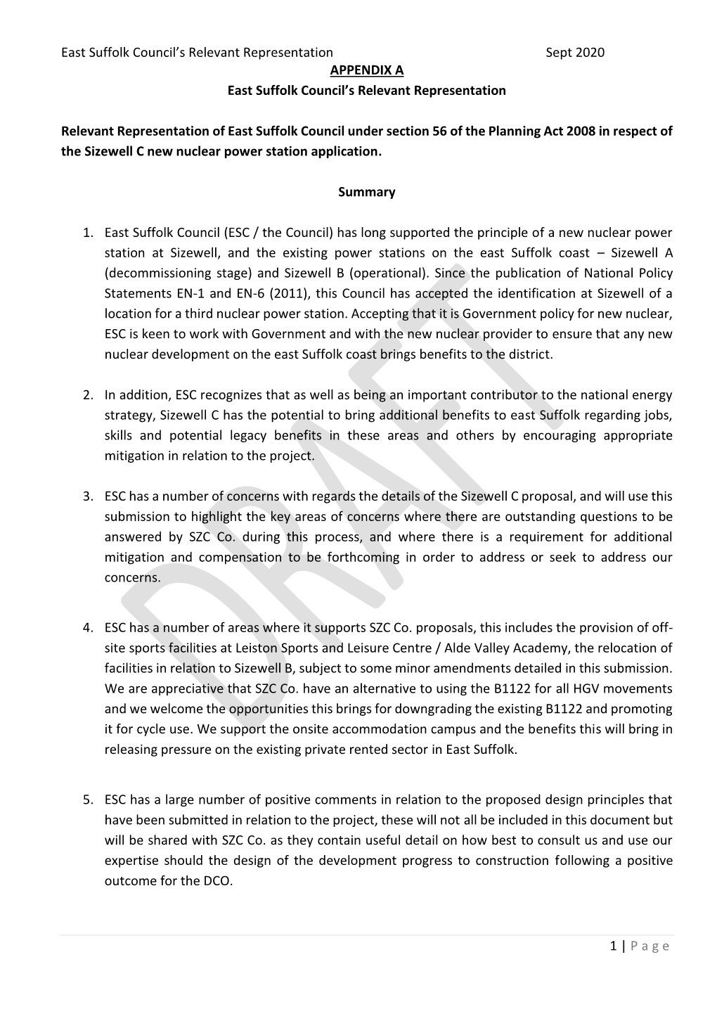 Page APPENDIX a East Suffolk Council's Relevant Representation