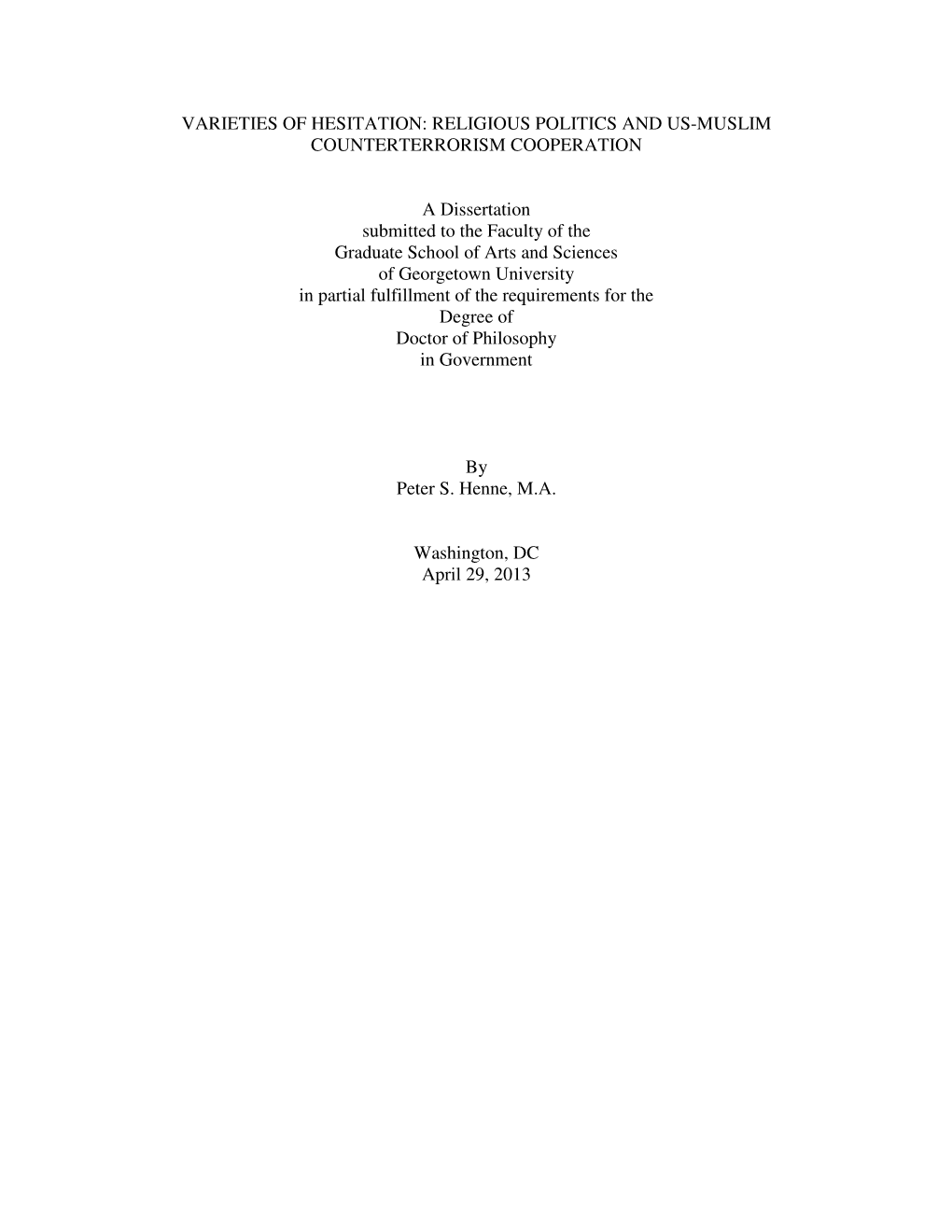 Religious Politics and Us-Muslim Counterterrorism Cooperation