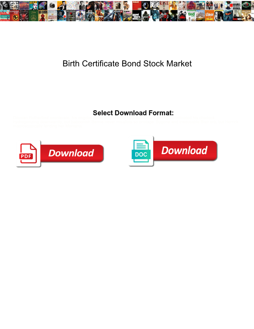 Birth Certificate Bond Stock Market