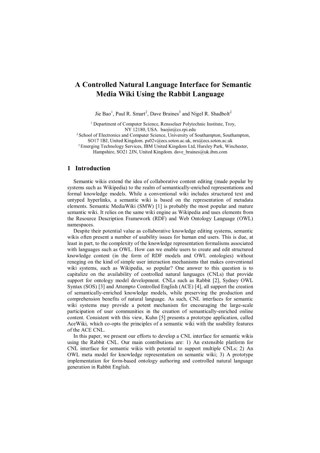 A Controlled Natural Language Interface for Semantic Media Wiki Using the Rabbit Language