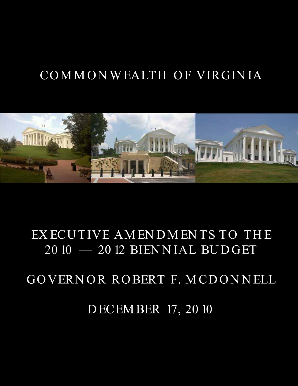 Virginia's 2011 Executive Budget Document