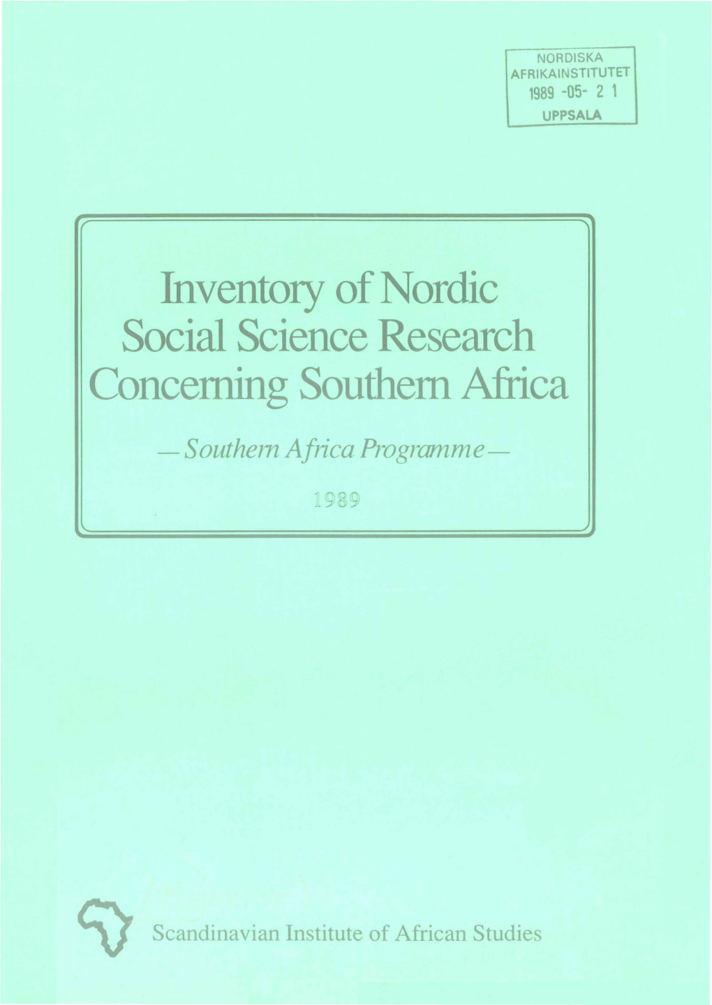 Inventory of Nordic Social Science Research Concerning Southern Africa