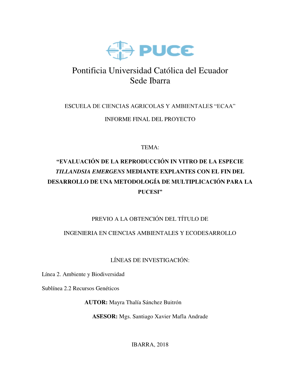 Pontificia Universidad Católica Del Ecuador Sede Ibarra